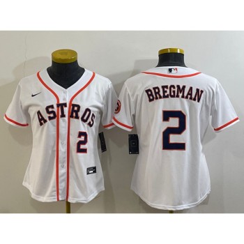 Women's Houston Astros #2 Alex Bregman White With Patch Cool Base Stitched Baseball Jersey(Run Small) Women's Houston Astros #2 Alex Bregman White With Patch Cool Base Stitched Baseball Jersey(Run Small)