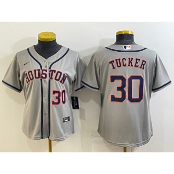 Women's Houston Astros #30 Kyle Tucker Gray Cool Base Stitched Baseball Jersey(Run Small) Women's Houston Astros #30 Kyle Tucker Gray Cool Base Stitched Baseball Jersey(Run Small)