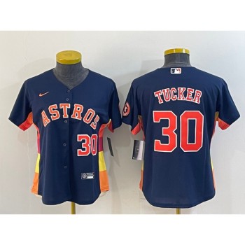 Women's Houston Astros #30 Kyle Tucker Navy With Patch Cool Base Stitched Baseball Jersey(Run Small) Women's Houston Astros #30 Kyle Tucker Navy With Patch Cool Base Stitched Baseball Jersey(Run Small)