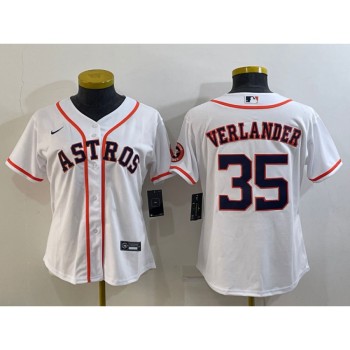 Women's Houston Astros #35 Justin Verlander White With Patch Cool Base Stitched Baseball Jersey(Run Small) Women's Houston Astros #35 Justin Verlander White With Patch Cool Base Stitched Baseball Jersey(Run Small)