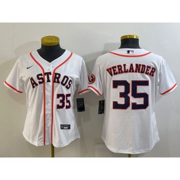 Women's Houston Astros #35 Justin Verlander White With Patch Cool Base Stitched Baseball Jersey(Run Small) Women's Houston Astros #35 Justin Verlander White With Patch Cool Base Stitched Baseball Jersey(Run Small)