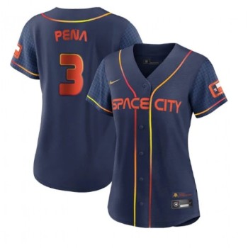 Women's Houston Astros #3 Jeremy Pena 2022 Navy City Connect Stitched Jersey(Run Small) Women's Houston Astros #3 Jeremy Pena 2022 Navy City Connect Stitched Jersey(Run Small)