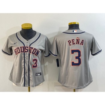 Women's Houston Astros #3 Jeremy Pena Gray Cool Base Stitched Baseball Jersey(Run Small) Women's Houston Astros #3 Jeremy Pena Gray Cool Base Stitched Baseball Jersey(Run Small)