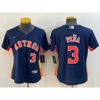 Women's Houston Astros #3 Jeremy Pena Navy With Patch Cool Base Stitched Baseball Jersey(Run Small) Women's Houston Astros #3 Jeremy Pena Navy With Patch Cool Base Stitched Baseball Jersey(Run Small)