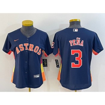 Women's Houston Astros #3 Jeremy Pena Navy With Patch Cool Base Stitched Baseball Jersey(Run Small) Women's Houston Astros #3 Jeremy Pena Navy With Patch Cool Base Stitched Baseball Jersey(Run Small)