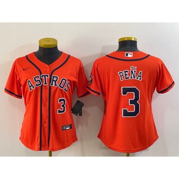 Women's Houston Astros #3 Jeremy Pena Orange With Patch Cool Base Stitched Baseball Jersey(Run Small) Women's Houston Astros #3 Jeremy Pena Orange With Patch Cool Base Stitched Baseball Jersey(Run Small)