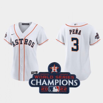 Women's Houston Astros #3 Jeremy Pena White 2022 World Series Champions Stitched Baseball Jersey(Run Small) Women's Houston Astros #3 Jeremy Pena White 2022 World Series Champions Stitched Baseball Jersey(Run Small)