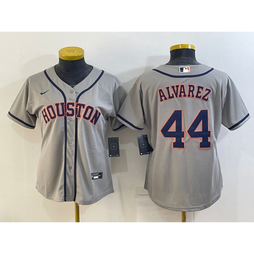 Women's Houston Astros #44 Yordan Alvarez Gray Cool Base Stitched Baseball Jersey(Run Small)
