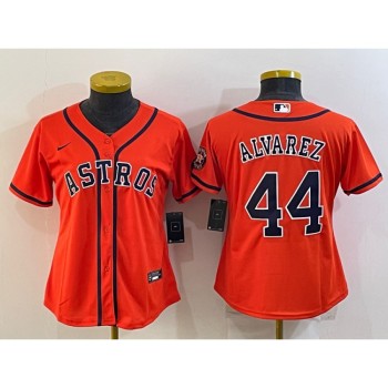 Women's Houston Astros #44 Yordan Alvarez Orange With Patch Cool Base Stitched Baseball Jersey(Run Small) Women's Houston Astros #44 Yordan Alvarez Orange With Patch Cool Base Stitched Baseball Jersey(Run Small)
