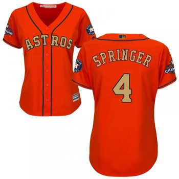 Women's Houston Astros #4 George Springer Orange 2018 Gold Program Cool Base Stitched MLB Jersey Women's Houston Astros #4 George Springer Orange 2018 Gold Program Cool Base Stitched MLB Jersey