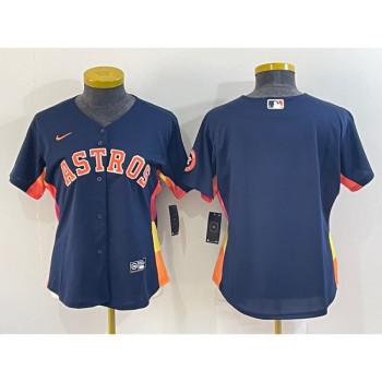 Women's Houston Astros Navy With Patch Cool Base Stitched Baseball Jersey(Run Small) Women's Houston Astros Navy With Patch Cool Base Stitched Baseball Jersey(Run Small)