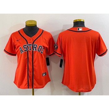 Women's Houston Astros Orange With Patch Cool Base Stitched Baseball Jersey(Run Small) Women's Houston Astros Orange With Patch Cool Base Stitched Baseball Jersey(Run Small)