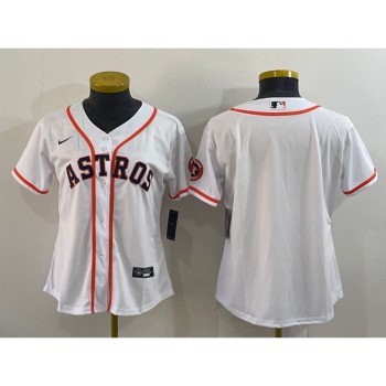 Women's Houston Astros White With Patch Cool Base Stitched Baseball Jersey(Run Small) Women's Houston Astros White With Patch Cool Base Stitched Baseball Jersey(Run Small)