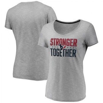 Women's Houston Texans Gray Stronger Together Space Dye V-Neck T-Shirt(Run Small) Women's Houston Texans Gray Stronger Together Space Dye V-Neck T-Shirt(Run Small)