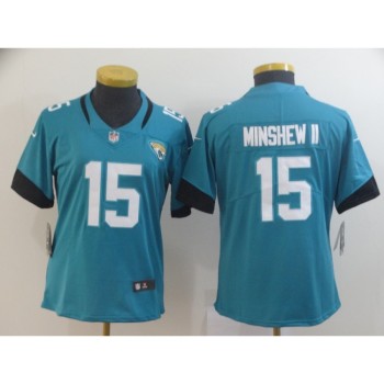 Women's Jacksonville Jaguars #15 Gardner Minshew II Blue Vapor Untouchable Stitched NFL Jersey(Run Small) Women's Jacksonville Jaguars #15 Gardner Minshew II Blue Vapor Untouchable Stitched NFL Jersey(Run Small)