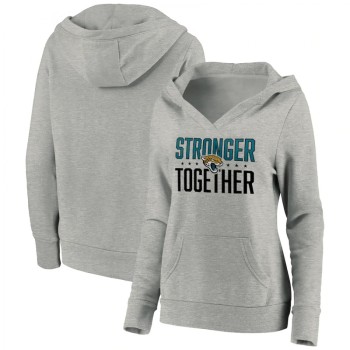 Women's Jacksonville Jaguars Heather Gray Stronger Together Crossover Neck Pullover Hoodie(Run Small) Women's Jacksonville Jaguars Heather Gray Stronger Together Crossover Neck Pullover Hoodie(Run Small)