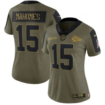 Women's Kansas City Chiefs #15 Patrick Mahomes 2021 Olive Salute To Service Limited Stitched Jersey(Run Small) Women's Kansas City Chiefs #15 Patrick Mahomes 2021 Olive Salute To Service Limited Stitched Jersey(Run Small)