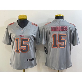 Women's Kansas City Chiefs #15 Patrick Mahomes Grey Atmosphere Fashion Stitched Jersey(Run Small) Women's Kansas City Chiefs #15 Patrick Mahomes Grey Atmosphere Fashion Stitched Jersey(Run Small)