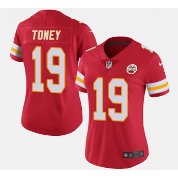 Women's Kansas City Chiefs #19 Kadarius Toney Red Vapor Stitched Jersey(Run Small) Women's Kansas City Chiefs #19 Kadarius Toney Red Vapor Stitched Jersey(Run Small)