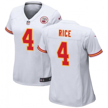 Women's Kansas City Chiefs #4 Rashee Rice White Stitched Jersey(Run Small) Women's Kansas City Chiefs #4 Rashee Rice White Stitched Jersey(Run Small)