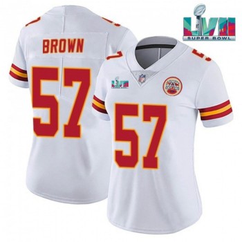 Women's Kansas City Chiefs #57 Orlando Brown White Super Bowl LVII Patch Vapor Stitched Jersey(Run Small) Women's Kansas City Chiefs #57 Orlando Brown White Super Bowl LVII Patch Vapor Stitched Jersey(Run Small)