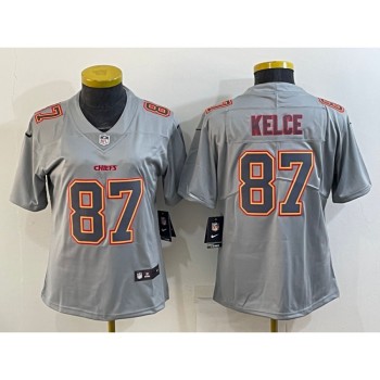 Women's Kansas City Chiefs #87 Travis Kelce Grey Atmosphere Fashion Stitched Jersey(Run Small) Women's Kansas City Chiefs #87 Travis Kelce Grey Atmosphere Fashion Stitched Jersey(Run Small)