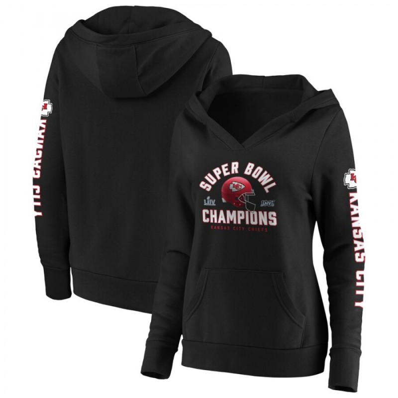 Women's Kansas City Chiefs Black Super Bowl LIV Champions Lateral Pullover Hoodie(Run Small) Women's Kansas City Chiefs Black Super Bowl LIV Champions Lateral Pullover Hoodie(Run Small)