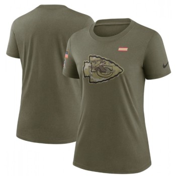 Women's Kansas City Chiefs Olive 2021 Salute To Service T-Shirt (Run Small) Women's Kansas City Chiefs Olive 2021 Salute To Service T-Shirt (Run Small)