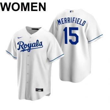 Women's Kansas City Royals #15 Whit Merrifield 2021 White Cool Base Stitched Jersey(Run Small) Women's Kansas City Royals #15 Whit Merrifield 2021 White Cool Base Stitched Jersey(Run Small)