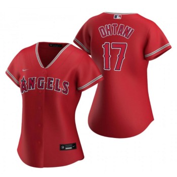 Women's Los Angeles Angels #17 Shohei Ohtani Red Stitched Baseball Jersey(Run Small) Women's Los Angeles Angels #17 Shohei Ohtani Red Stitched Baseball Jersey(Run Small)