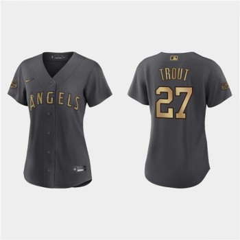 Women's Los Angeles Angels #27 Mike Trout 2022 All-Star Charcoal Stitched Baseball Jersey(Run Small) Women's Los Angeles Angels #27 Mike Trout 2022 All-Star Charcoal Stitched Baseball Jersey(Run Small)