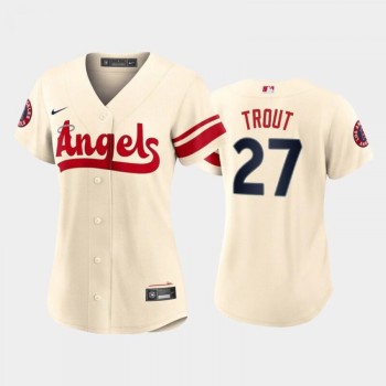 Women's Los Angeles Angels #27 Mike Trout 2022 Cream City Connect Stitched Baseball Jersey(Run Small) Women's Los Angeles Angels #27 Mike Trout 2022 Cream City Connect Stitched Baseball Jersey(Run Small)