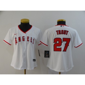 Women's Los Angeles Angels #27 Mike Trout White Cool Base Stitched MLB Jersey Women's Los Angeles Angels #27 Mike Trout White Cool Base Stitched MLB Jersey