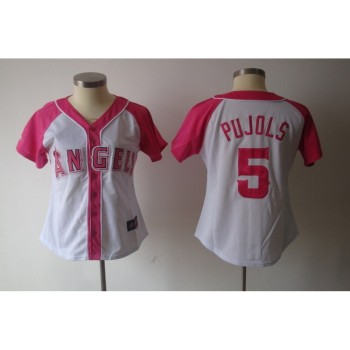 Women's Los Angeles Angels #5 Albert Pujols White Splash Fashion Stitched MLB Jersey Women's Los Angeles Angels #5 Albert Pujols White Splash Fashion Stitched MLB Jersey