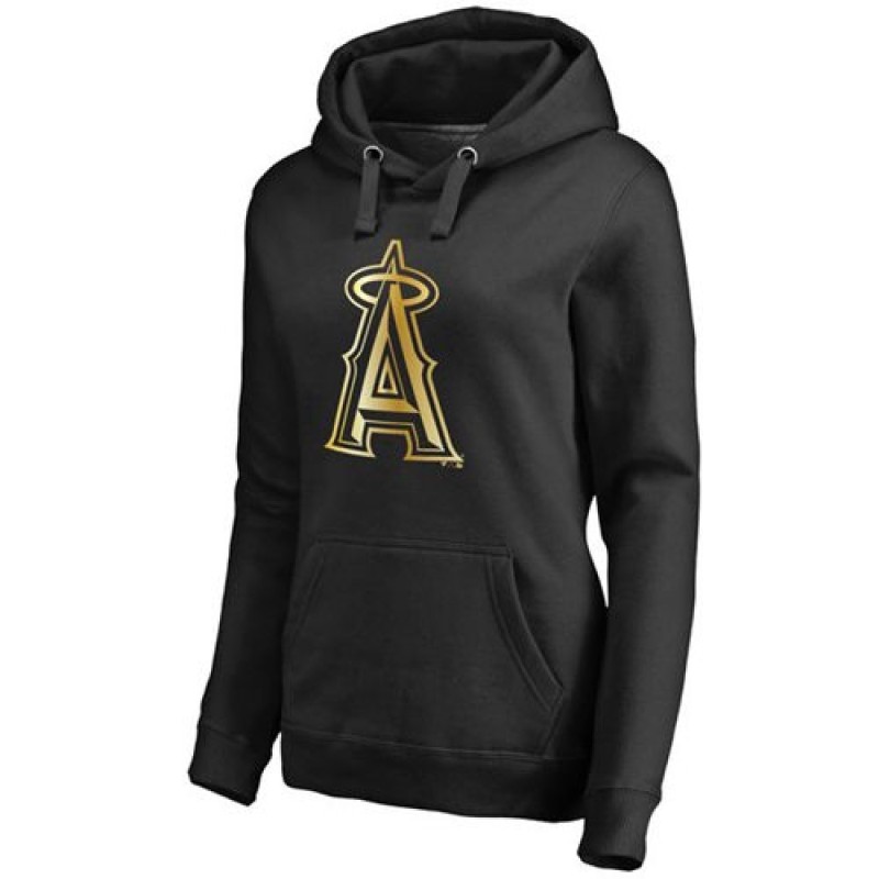 Women's Los Angeles Angels of Anaheim Gold Collection Pullover Hoodie Black Women's Los Angeles Angels of Anaheim Gold Collection Pullover Hoodie Black