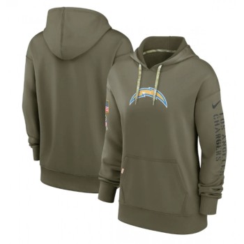 Women's Los Angeles Chargers 2022 Olive Salute to Service Therma Performance Pullover Hoodie(Run Small) Women's Los Angeles Chargers 2022 Olive Salute to Service Therma Performance Pullover Hoodie(Run Small)