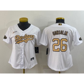 Women's Los Angeles Dodgers #26 Tony Gonsolin 2022 All-Star White Stitched Baseball Jersey(Run Small)