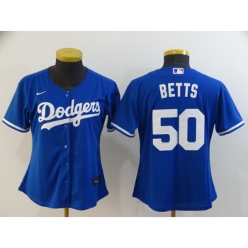 Women's Los Angeles Dodgers #50 Mookie Betts Blue Cool Base Stitched MLB Jersey(Run Small) Women's Los Angeles Dodgers #50 Mookie Betts Blue Cool Base Stitched MLB Jersey(Run Small)
