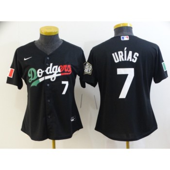 Women's Los Angeles Dodgers #7 Julio Urias Black Cool Base Stitched Jersey(Run Small) Women's Los Angeles Dodgers #7 Julio Urias Black Cool Base Stitched Jersey(Run Small)