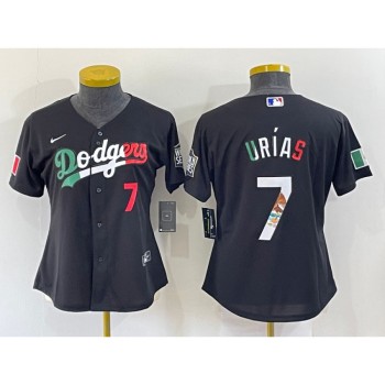 Women's Los Angeles Dodgers #7 Julio Urias Black Cool Base Stitched Jersey(Run Small) Women's Los Angeles Dodgers #7 Julio Urias Black Cool Base Stitched Jersey(Run Small)