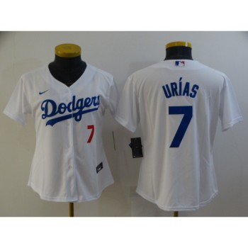 Women's Los Angeles Dodgers #7 Julio Urias White Cool Base Stitched Baseball Jersey(Run Small) Women's Los Angeles Dodgers #7 Julio Urias White Cool Base Stitched Baseball Jersey(Run Small)