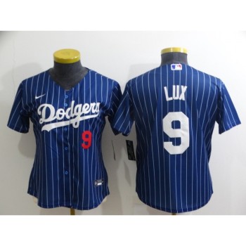 Women's Los Angeles Dodgers #9 Gavin Lux Blue Stitched Baseball Jersey(Run Small) Women's Los Angeles Dodgers #9 Gavin Lux Blue Stitched Baseball Jersey(Run Small)