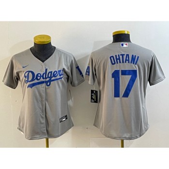 Women's Los Angeles Dodgers #17 Shohei Ohtani Grey Stitched Jersey(Run Small) Women's Los Angeles Dodgers #17 Shohei Ohtani Grey Stitched Jersey(Run Small)