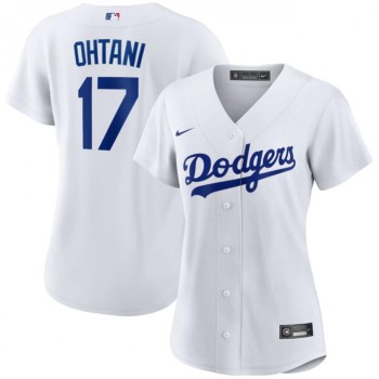 Women's Los Angeles Dodgers #17 Shohei Ohtani White Stitched Jersey(Run Small) Women's Los Angeles Dodgers #17 Shohei Ohtani White Stitched Jersey(Run Small)