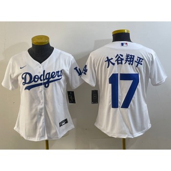 Women's Los Angeles Dodgers #17 Shohei Ohtani White Stitched Jersey(Run Small) Women's Los Angeles Dodgers #17 Shohei Ohtani White Stitched Jersey(Run Small)
