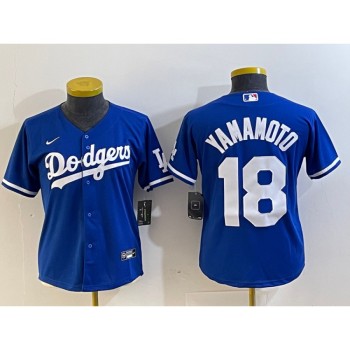Women's Los Angeles Dodgers #18 Yoshinobu Yamamoto Blue Stitched Jersey(Run Small)