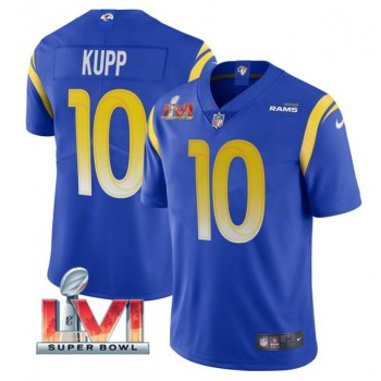 Women's Los Angeles Rams #10 Cooper Kupp 2022 Royal Super Bowl LVI Vapor Limited Stitched Jersey(Run Small) Women's Los Angeles Rams #10 Cooper Kupp 2022 Royal Super Bowl LVI Vapor Limited Stitched Jersey(Run Small)
