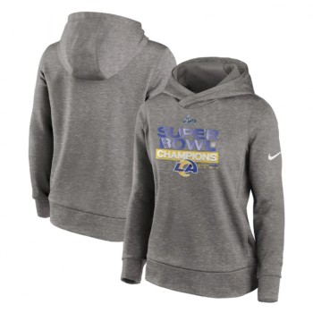 Women's Los Angeles Rams 2022 Heathered Charcoal Super Bowl LVI Champions Locker Room Trophy Collection Pullover Hoodie(Run Small) Women's Los Angeles Rams 2022 Heathered Charcoal Super Bowl LVI Champions Locker Room Trophy Collection Pullover Hoodie(Run Small)