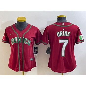 Women's Mexico Baseball #7 Julio Urias 2023 Red World Baseball Classic Stitched Jersey(Run Small) Women's Mexico Baseball #7 Julio Urias 2023 Red World Baseball Classic Stitched Jersey(Run Small)