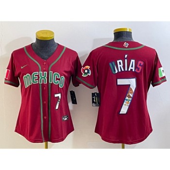 Women's Mexico Baseball #7 Julio Urias 2023 Red World Baseball Classic With Patch Stitched Jersey(Run Small) Women's Mexico Baseball #7 Julio Urias 2023 Red World Baseball Classic With Patch Stitched Jersey(Run Small)
